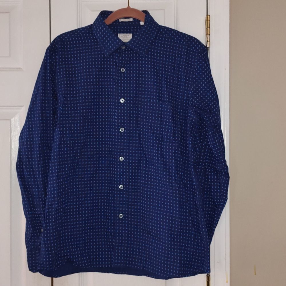 Arrow navy button down dress shirt sz 16.5 (42) EUC